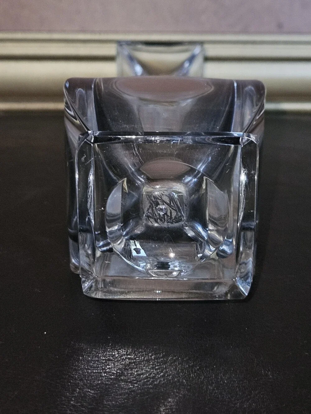 Vintage Clear Crystal Glass Heavy Sculptural Vase - Elegant Home Accent